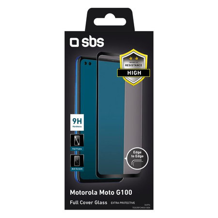 SBS - Gehärtetes Glas Full Cover für Motorola Moto G100, schwarz
