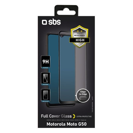 SBS - Gehärtetes Glas Full Cover für Motorola G50 5G, G50, E7, schwarz