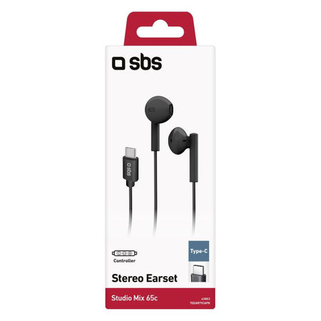 SBS - Stereo Kopfhörer Studio Mix 65c, USB-C verbinder, schwarz