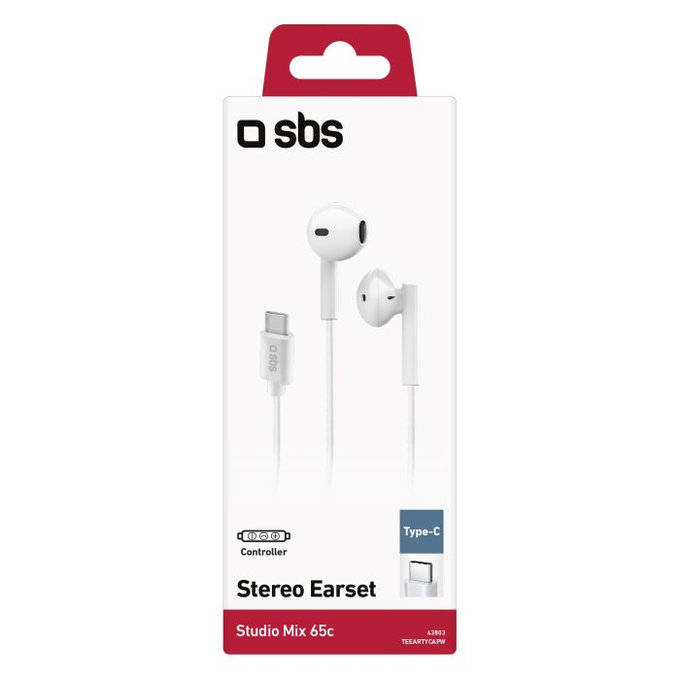 SBS - Kopfhörer Studio Mix 65c mit mikrofon, USB-C, weiß