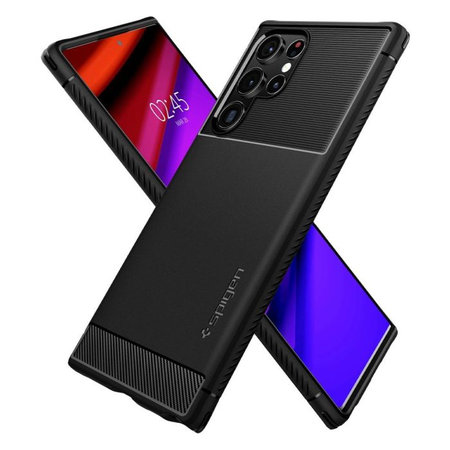 Spigen - Hülle Rugged Armor für Samsung Galaxy S22 Ultra, Matte Black