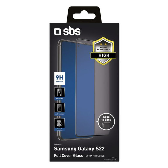 SBS - Gehärtetes Glas Full Cover für Samsung Galaxy S22, schwarz