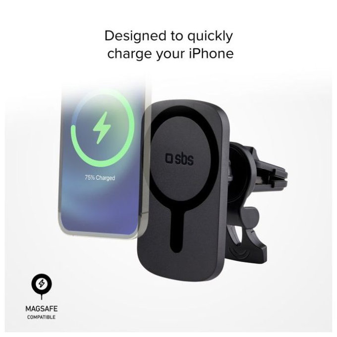 SBS - MagCharge Autohalterung für MagSafe-Ladung in der Lüftungsöffnung, schwarz
