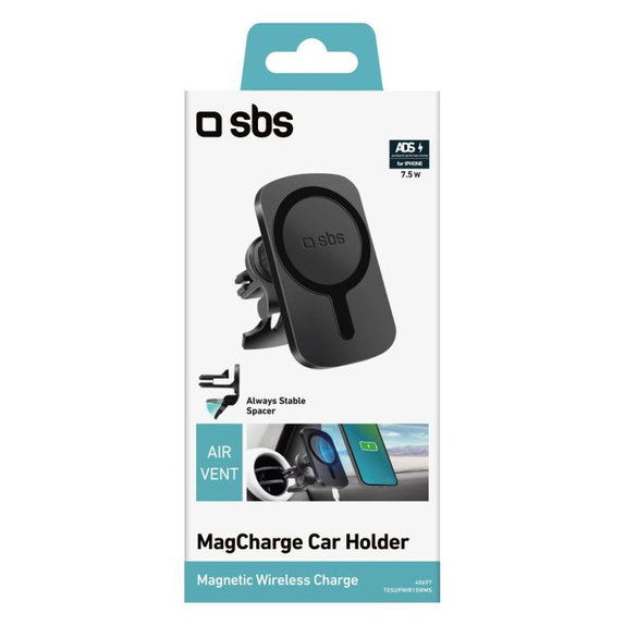 SBS - MagCharge Autohalterung für MagSafe-Ladung in der Lüftungsöffnung, schwarz