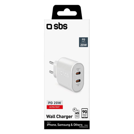 SBS - 20W Ladeadapter 2x USB-C Power Delivery, weiß