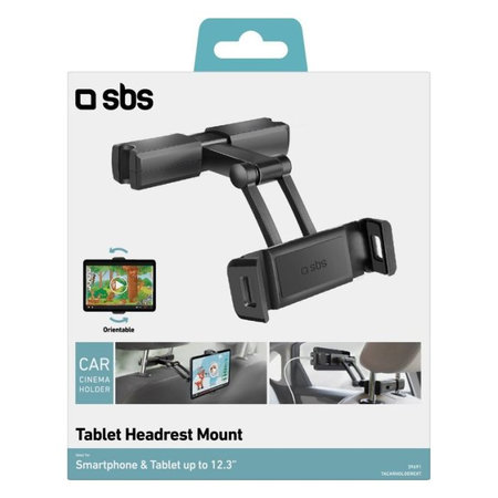 SBS - Kopfstützenhalter Mount für smartphone und tablet bis 12.3", schwarz