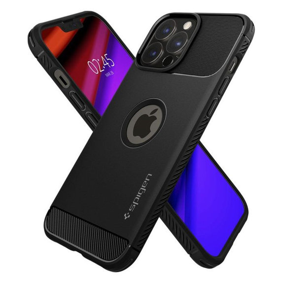 Spigen - Hülle Rugged Armor für iPhone 13 Pro Max, schwarz
