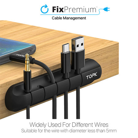 TOPK - Kabelorganisator - Halterung für 5 Kabel, schwarz