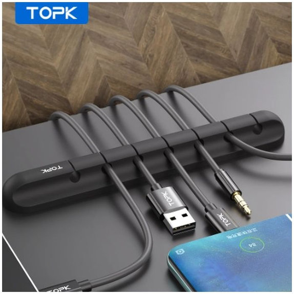 TOPK - Kabelorganisator - Halterung für 5 Kabel, schwarz