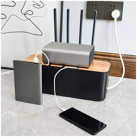 FixPremium - Kabelorganisator - Kabelbox, Schwarz