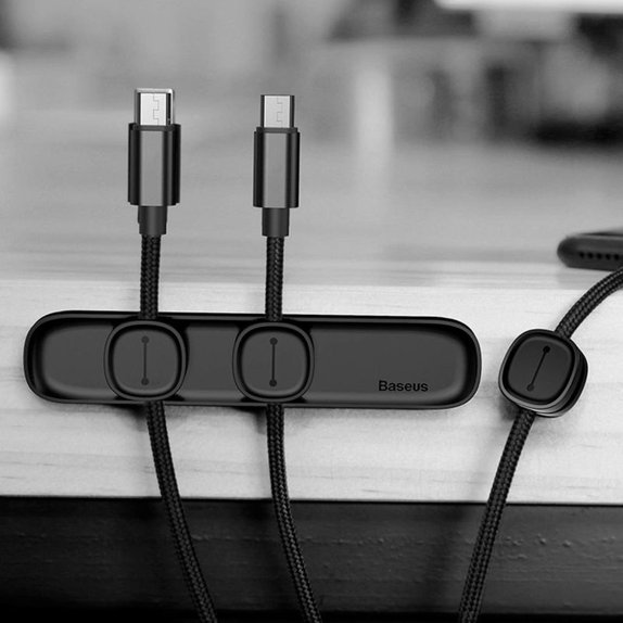 Baseus - Kabelorganisator - Halter für 3 Kabel, Schwarz