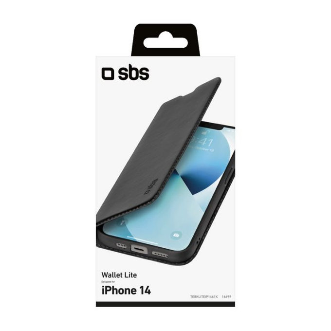 SBS - Fall Book Wallet Lite für iPhone 14, schwarz