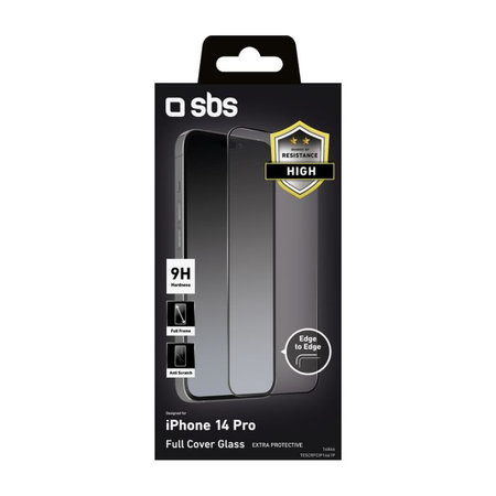 SBS - Gehärtetes Glas Full Cover für iPhone 14 Pro, schwarz