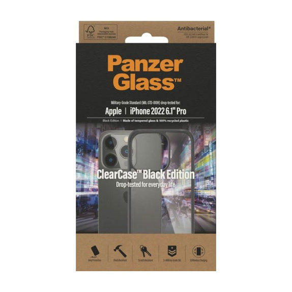 PanzerGlass - Hülle ClearCase für iPhone 14 Pro, schwarz