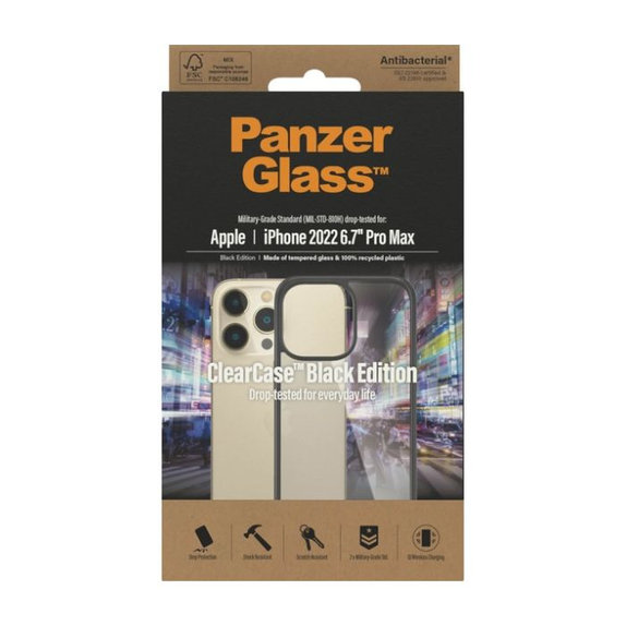 PanzerGlass - Hülle ClearCase für iPhone 14 Pro Max, schwarz