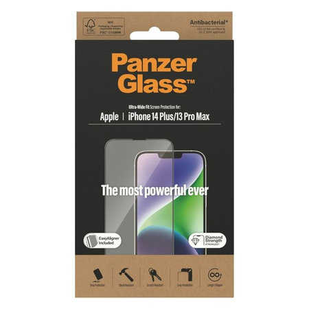 PanzerGlass - Gehärtetes Glas UWF AB für iPhone 13 Pro Max und 14 Plus, schwarz