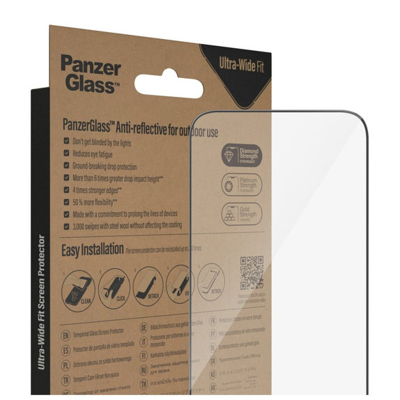 Schutzglas UWF Anti-Reflective AB mit Applikator für iPhone 14 Pro Max, Schwarz, PanzerGlass
