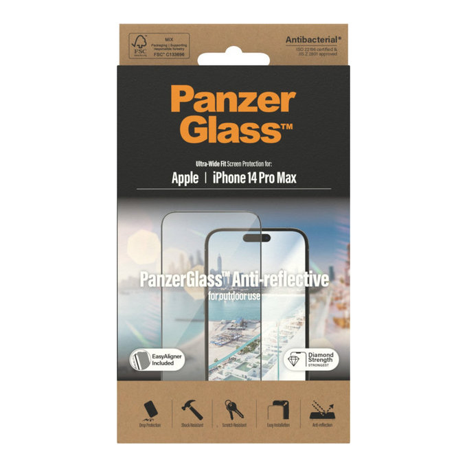 Schutzglas UWF Anti-Reflective AB mit Applikator für iPhone 14 Pro Max, Schwarz, PanzerGlass