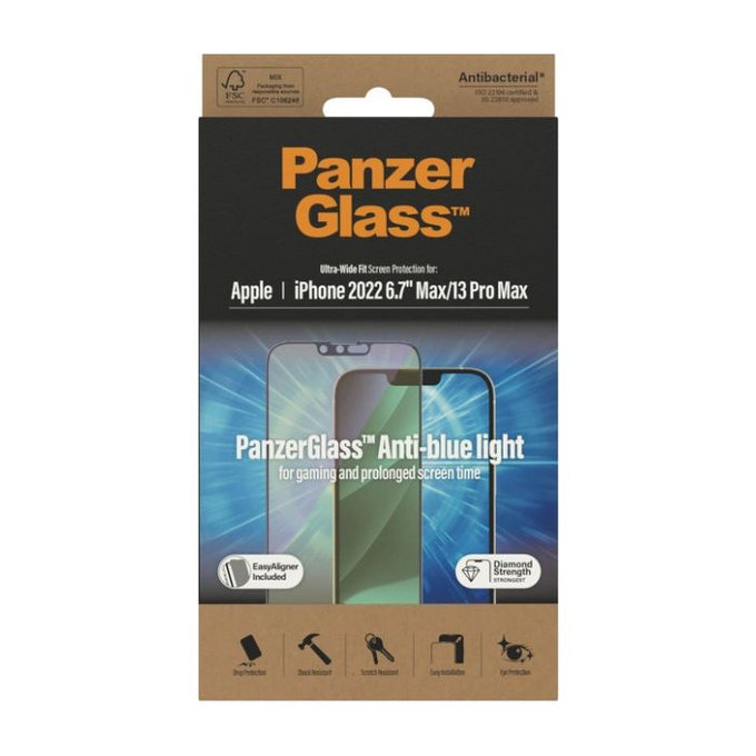PanzerGlass - Gehärtetes Glas UWF Anti-Bluelight AB für iPhone 13 Pro Max und 14 Plus