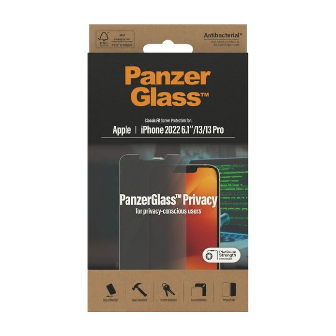 PanzerGlass - Gehärtetes Glas Privacy AB für iPhone 13, 13 Pro, 14 und 16e