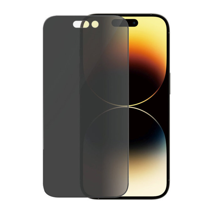 Schutzglas UWF Privacy AB mit Applikator für iPhone 14 Pro, Schwarz, PanzerGlass