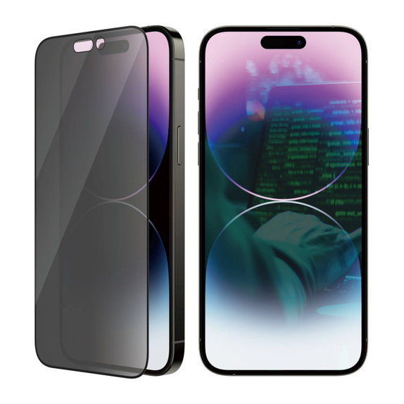 Schutzglas UWF Privacy AB mit Applikator für iPhone 14 Pro Max, Schwarz, PanzerGlass