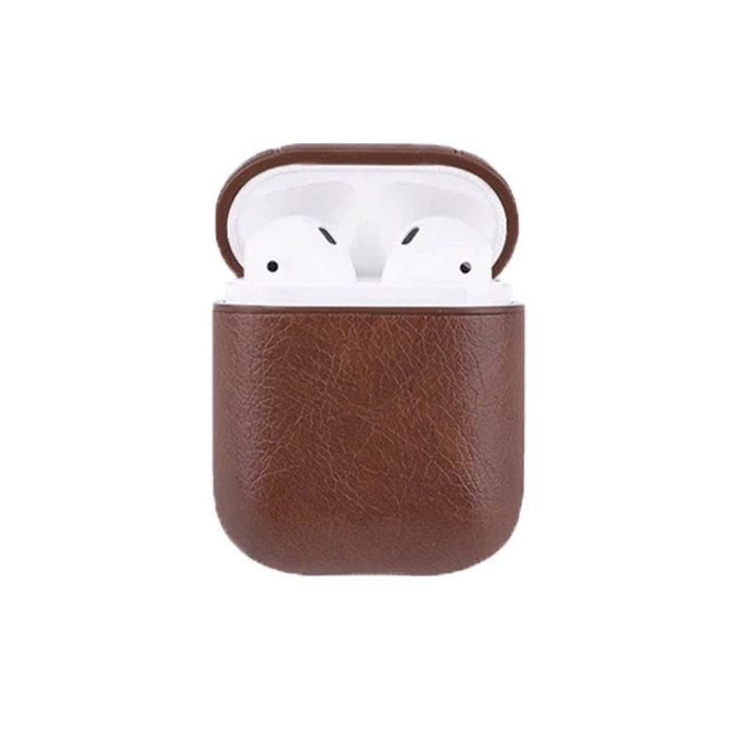 FixPremium - Etui aus Kunstleder für AirPods 1 und 2, braun