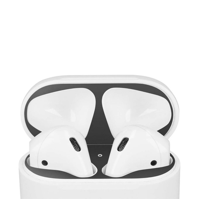 FixPremium - Staubaufkleber für AirPods 1 und 2, schwarz