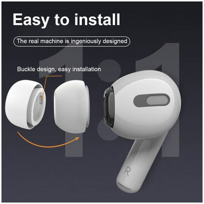 FixPremium - Ohrstöpsel für AirPods Pro - Set 3Stk (L, M, S), weiß