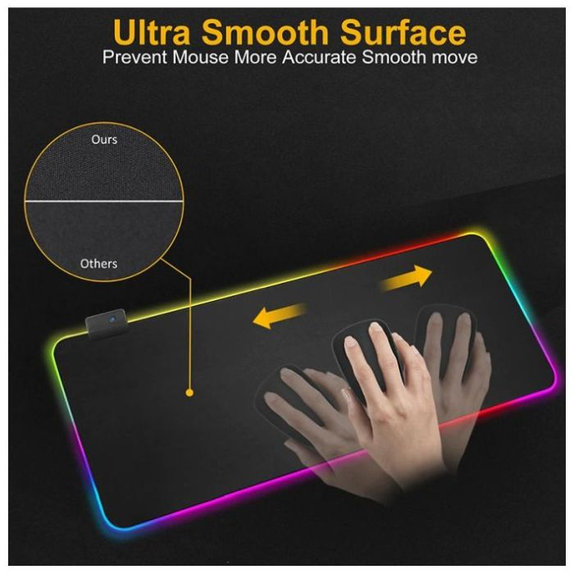FixPremium - Maus und Tastatur Pad mit RGB, 90x40cm, schwarz