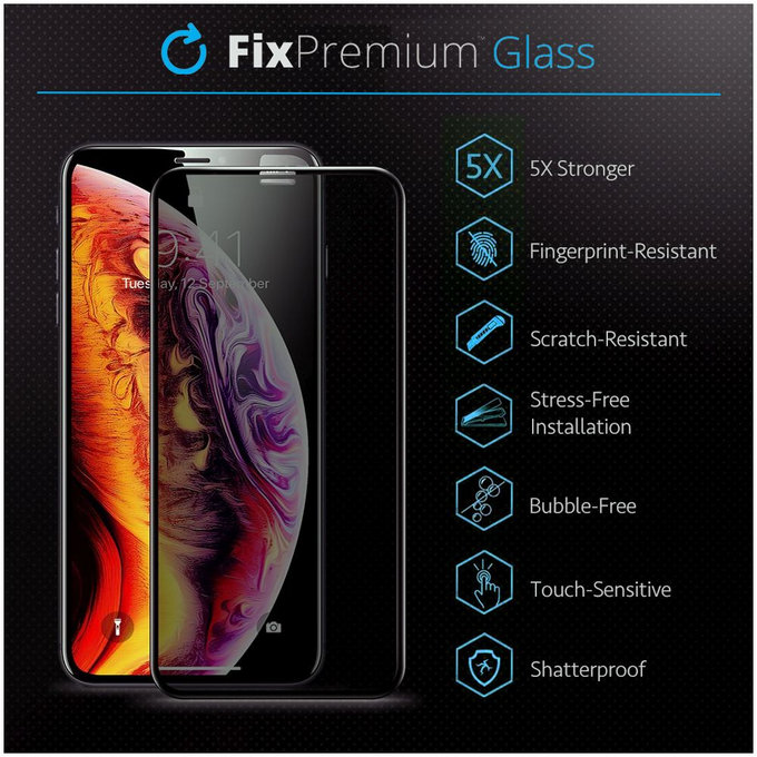 FixPremium Privacy Anti-Spy Glass - Gehärtetes Glas für iPhone XS Max und 11 Pro Max