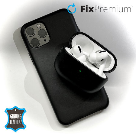 FixPremium - Lederetui für AirPods 3, schwarz