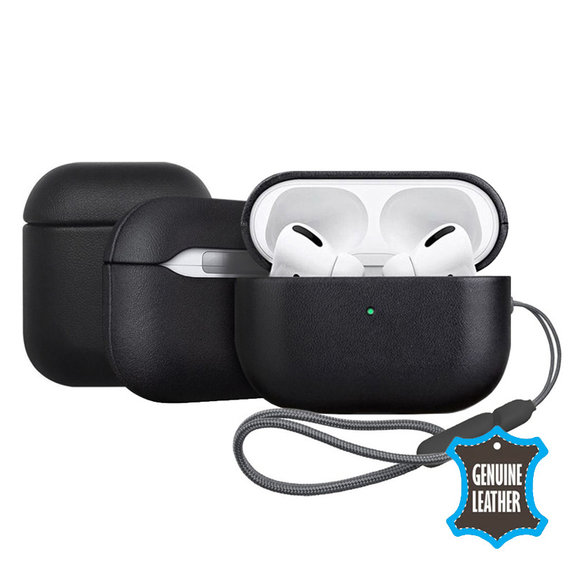 FixPremium - Lederetui für AirPods Pro, schwarz