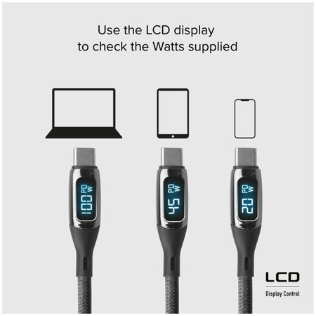 SBS - USB-C / USB-C Kabel mit LCD a PowerDelivery 100W (1m), schwarz