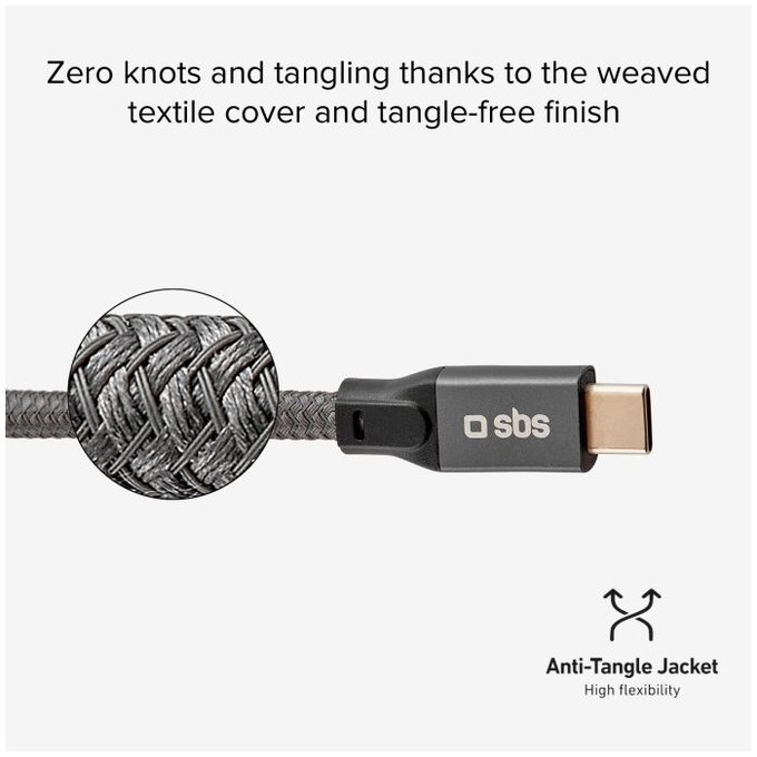 SBS - Thunderbolt 3 Kabel (USB-C) Kabel mit PowerDelivery 240W (1m), grau