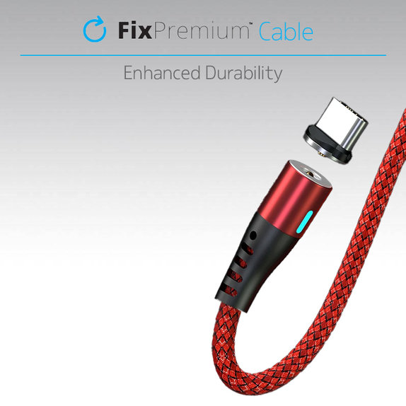 FixPremium - USB-C / USB Magnetisches Kabel (2m), rot