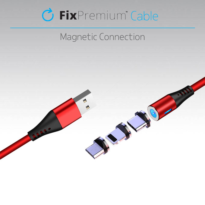 FixPremium - Lightning / USB Magnetisches Kabel (1m), schwarz