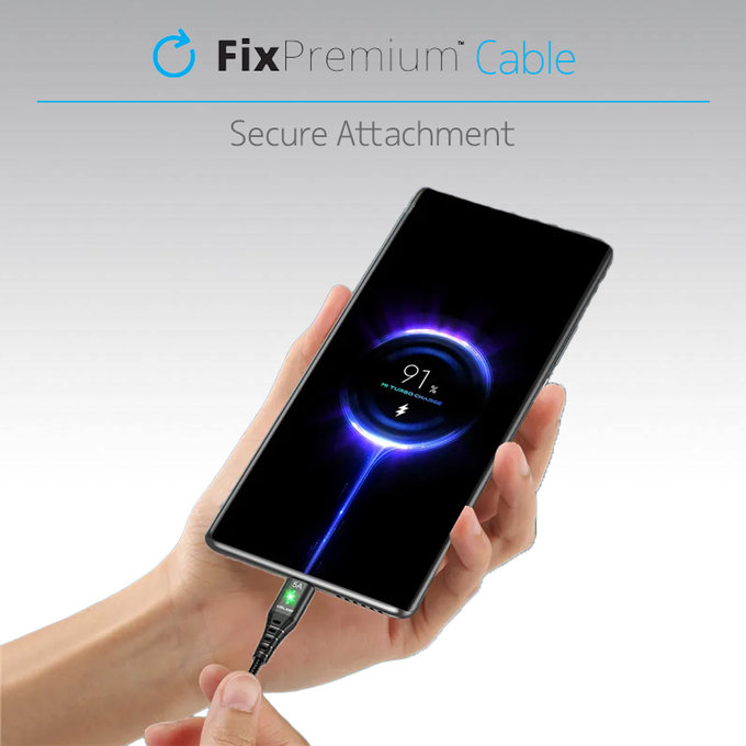 FixPremium - USB-C / USB Kabel mit LED-Anzeige (1m), schwarz