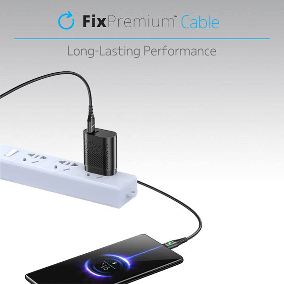 FixPremium - USB-C / USB Kabel mit LED-Anzeige (1m), rot