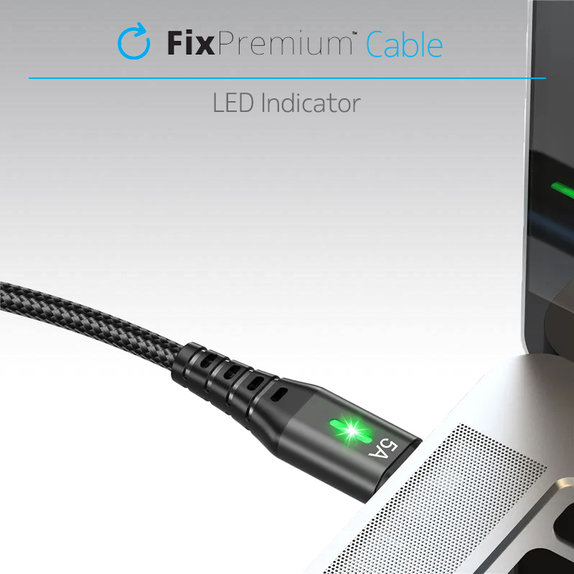 FixPremium - USB-C / USB Kabel mit LED-Anzeige (1m), rot