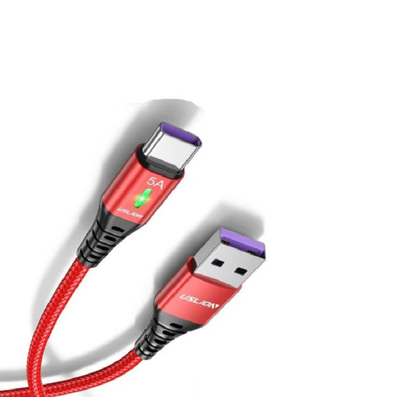 FixPremium - USB-C / USB Kabel mit LED-Anzeige (1m), rot