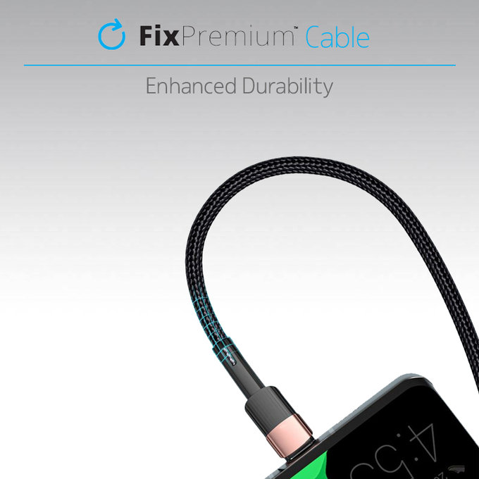 FixPremium - USB-C / USB Kabel mit Schnellladung (2m), schwarz