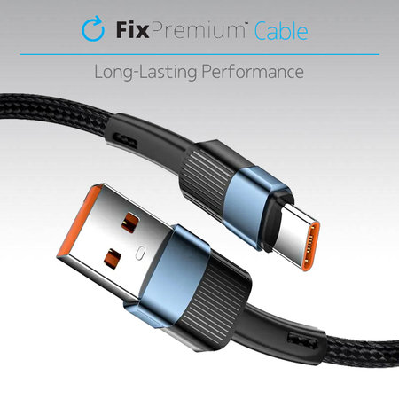 FixPremium - USB-C / USB Kabel mit Schnellladung (2m), schwarz