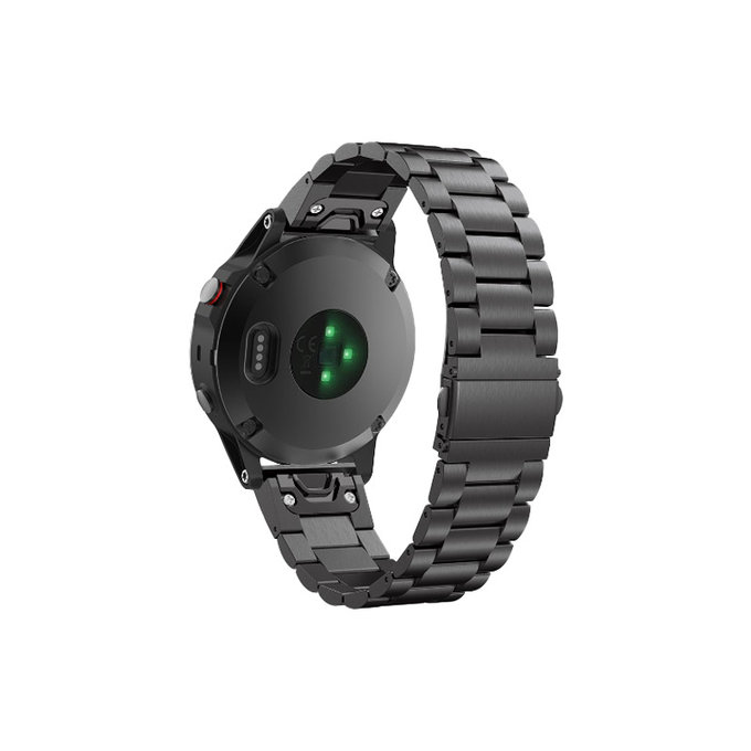 FixPremium - Edelstahlarmband für Garmin (QuickFit 22mm), schwarz