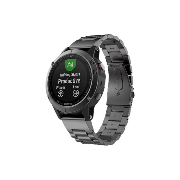 FixPremium - Edelstahlarmband für Garmin (QuickFit 22mm), schwarz