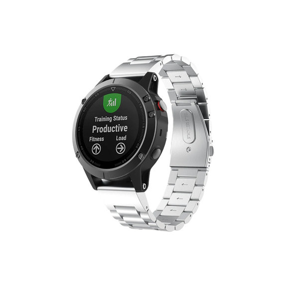 FixPremium - Edelstahlarmband für Garmin (QuickFit 22mm), silber