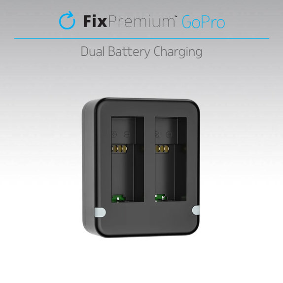 FixPremium - Ladestation für 2 GoPro Batterien (Hero (2018)/Hero 5/Hero 6/Hero 7/Hero 8), schwarz