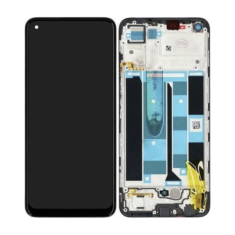 Realme 8 RMX3085 - LCD Display + Touchscreen Front Glas + Rahmen (Cyber Black) - 4906919 Genuine Service Pack