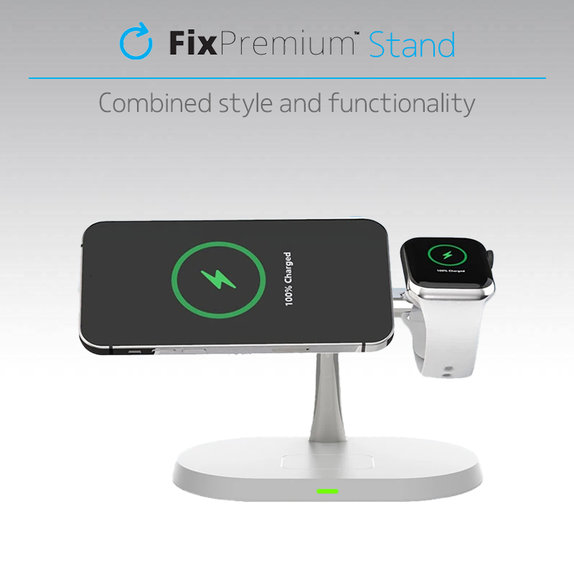 FixPremium - MagSafe 3in1 Ständer für iPhone, Apple Watch und AirPods, weiß