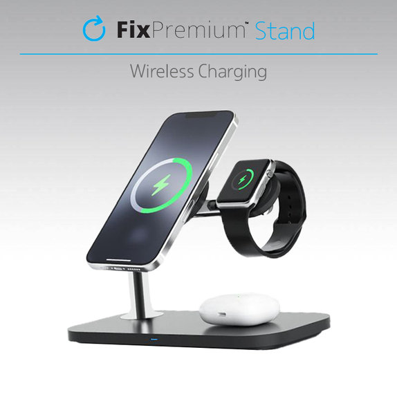 FixPremium - MagSafe 3in1 Ständer für iPhone, Apple Watch und AirPods, schwarz